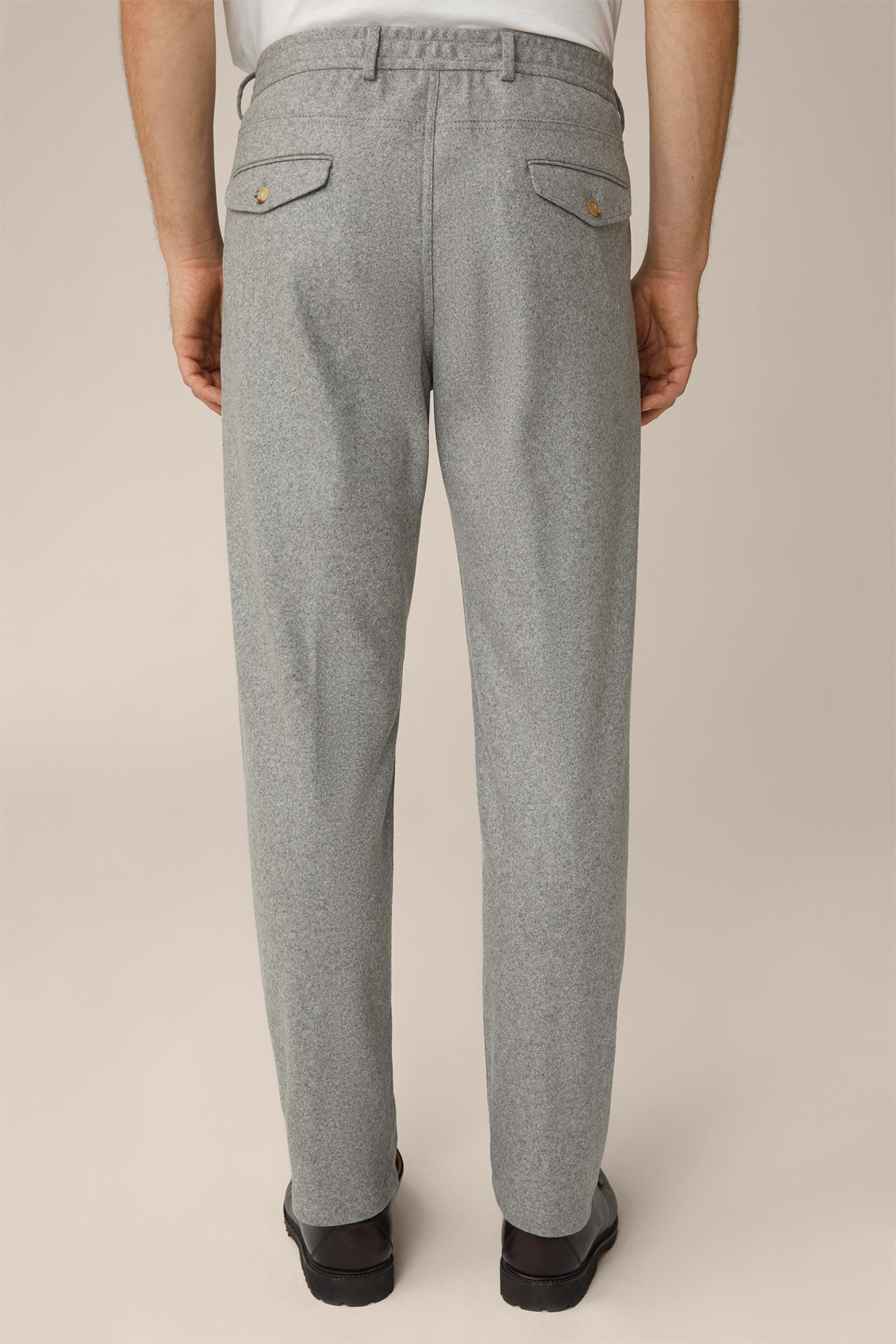Floro Cashmere Modular Trousers with Pleats in Silver Marl