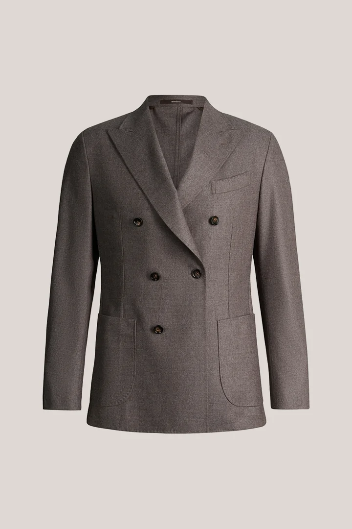 Mène à la page produit « Veste à double boutonnage modulable en laine mélangée, couleur marron »