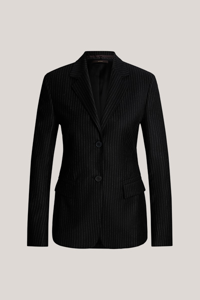 Schurwoll-Pinstripe-Blazer in Schwarz