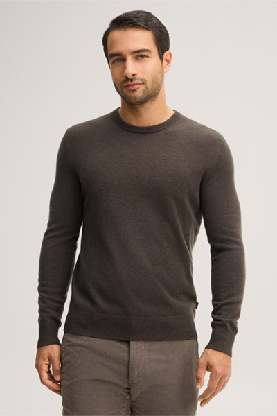 Führt zu Produktdetailseite „Cashmere-Rundhals-Pullover in Oliv"