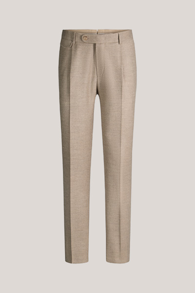 Wollmix-Baukasten-Hose mit Cashmere und Bundfalte in Beige