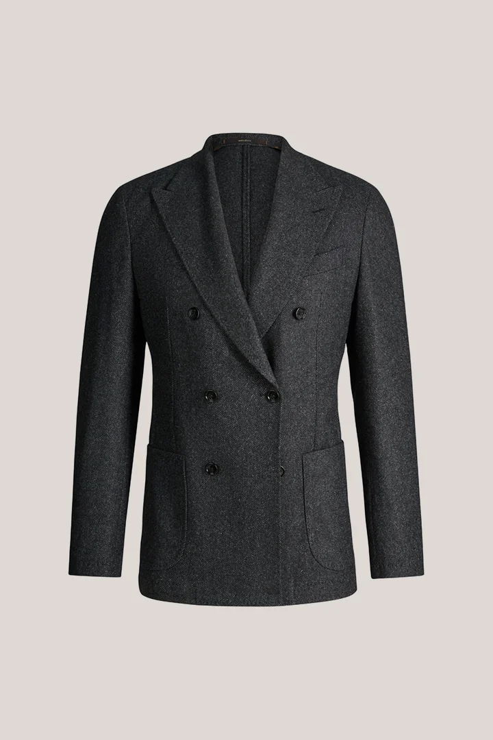 windsor. presents the product Wool-blend double-breasted jacket with silk in anthracite-black from the category Jackets as a cut-out