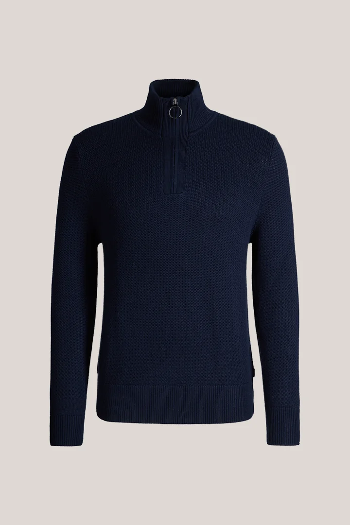 windsor. présente le produit Pull à col roulé en laine vierge, couleur bleu marine de la catégorie Tricot en visuel détouré