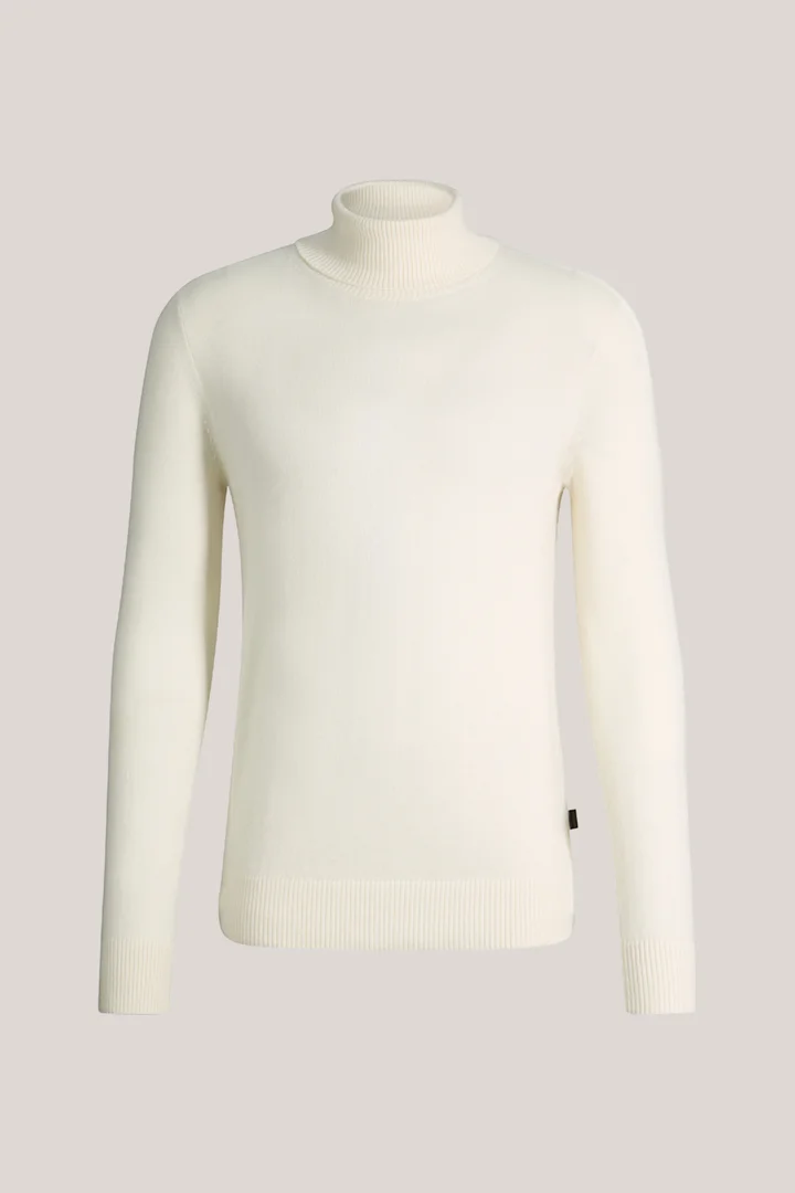 windsor. présente le produit Pull-over à col roulé en cachemire, en blanc cassé de la catégorie Tricot en visuel détouré