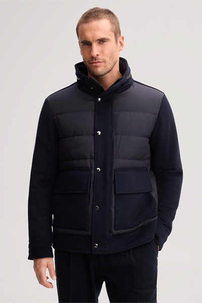 Führt zu Produktdetailseite „Woll-Stepp-Jacke mit Stehkragen in Navy"