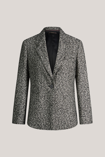 Schurwoll-Tweed-Blazer in Schwarz-Weiß