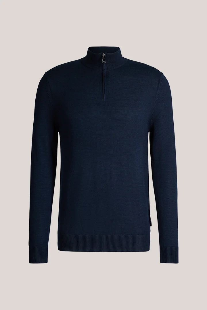 windsor. présente le produit Pull à col roulé en laine, cachemire et soie, couleur bleu marine de la catégorie Tricot en visuel détouré