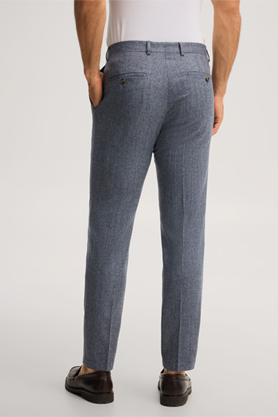 Führt zu Produktdetailseite „Wollmix-Baukasten-Hose mit Bundfalte in Blau meliert"