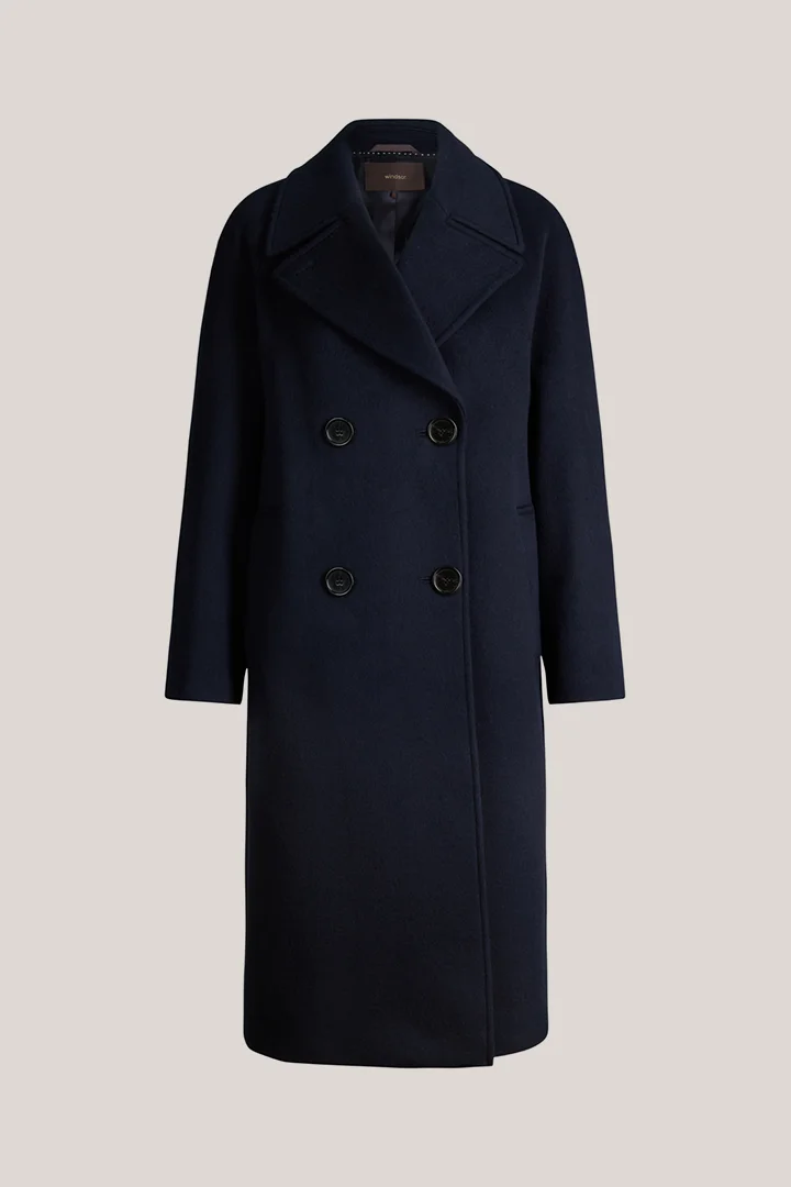 windsor. präsentiert das Produkt Brushed-Wolle-Doppelreiher-Mantel in Navy aus der Kategorie Jacken & Mäntel als Freisteller