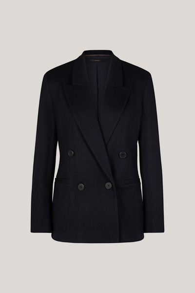 Wolljersey-Doppelreiher-Blazer in Navy