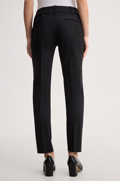Leads to product detail page "Black virgin wool stretch cigarette pants"