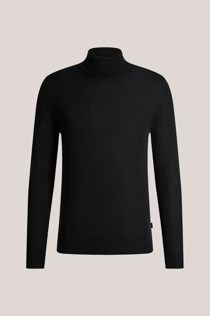 Führt zu Produktdetailseite „Woll-Rollkragen-Pullover mit Cashmere in Schwarz"