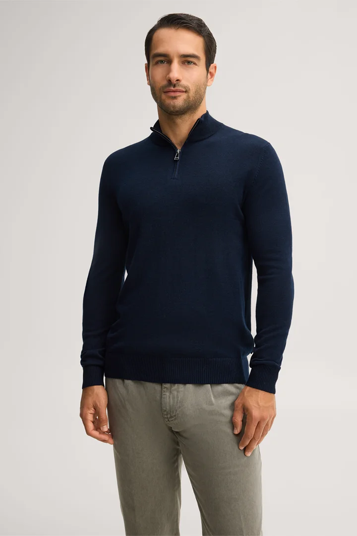 Führt zu Produktdetailseite „Woll-Troyer mit Cashmere und Seide in Navy"