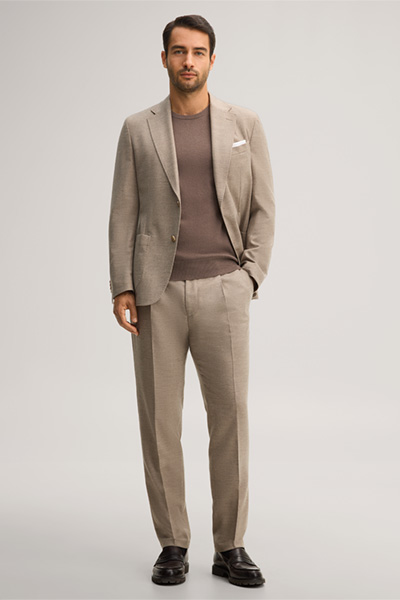 Führt zu Produktdetailseite „Wollmix-Baukasten-Hose mit Cashmere und Bundfalte in Beige"
