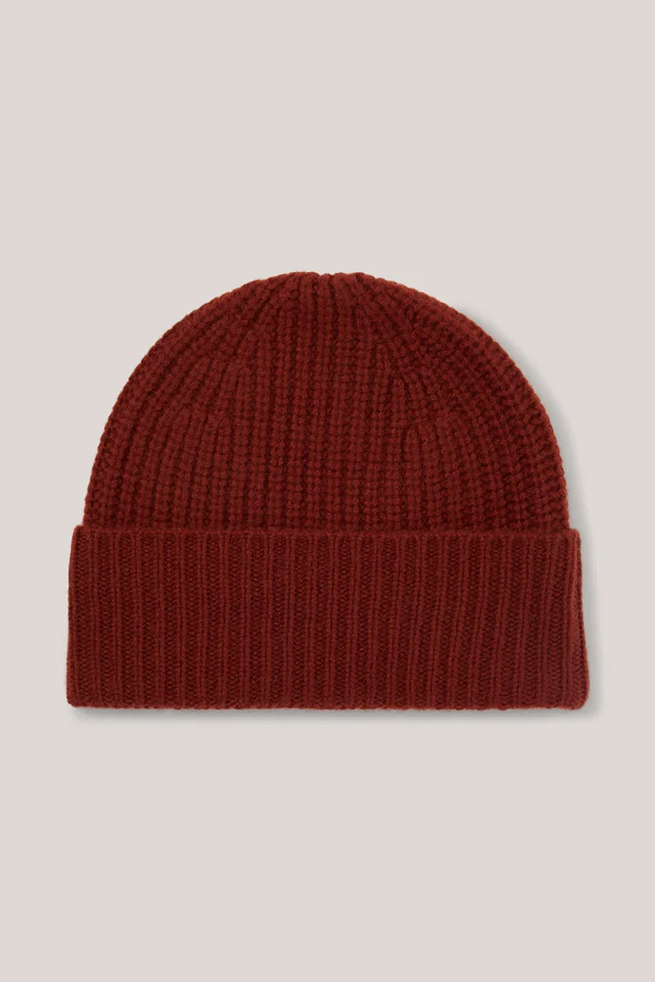 Führt zu Produktdetailseite „Cashmere-Mütze in Dunkelrot"