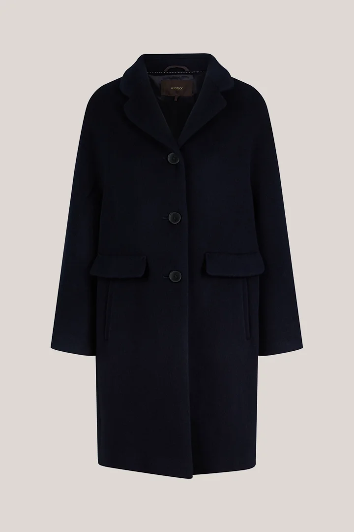 windsor. presents the product Brushed wool short coat in navy blue from the category Jackets & coats as a cut-out