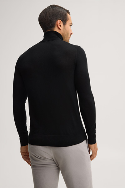 Führt zu Produktdetailseite „Woll-Rollkragen-Pullover mit Cashmere in Schwarz"
