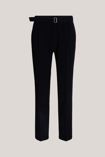 Navy blue virgin wool trousers with pleats