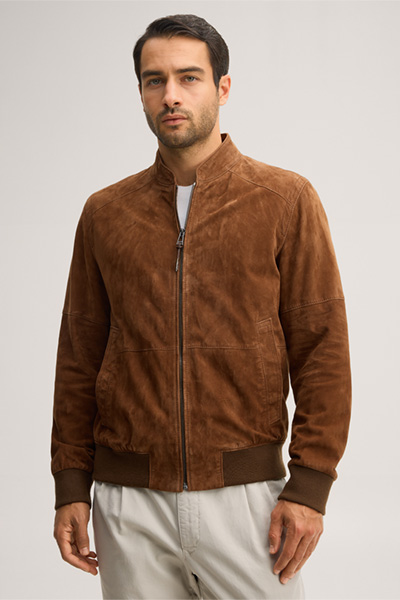 Führt zu Produktdetailseite „Ziegenvelours-Leder-Blouson Borello in Camel"