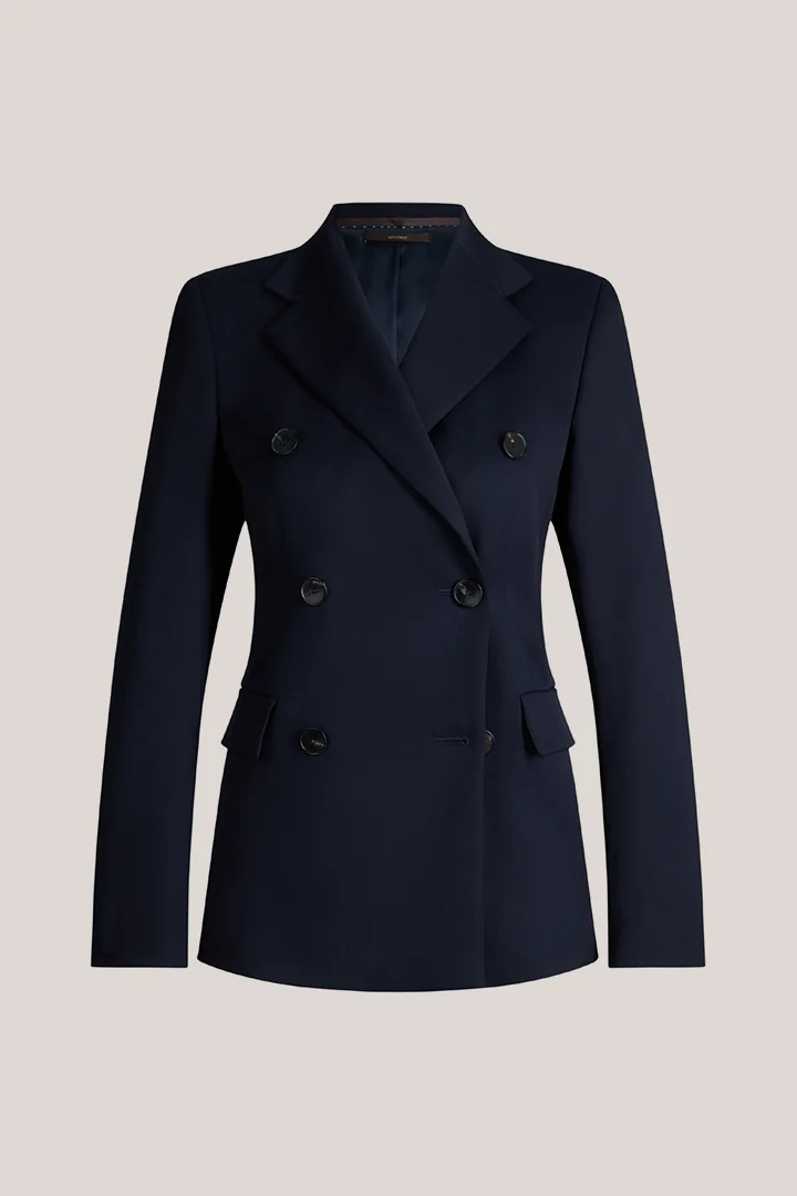 windsor. presents the product Navy blue virgin wool double-breasted blazer from the category Online exclusive as a cut-out