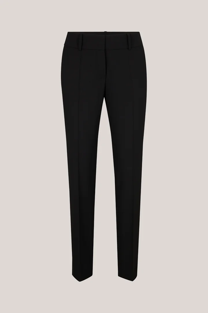 Black virgin wool stretch cigarette pants