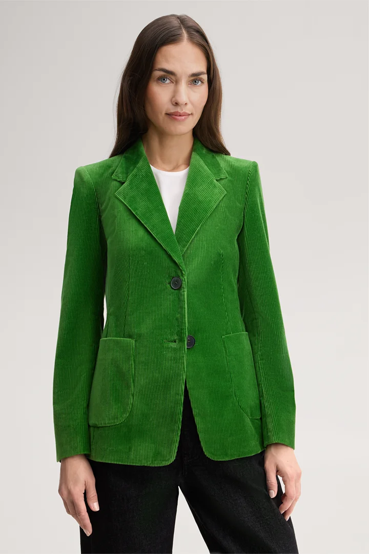Mène à la page produit « Blazer en velours côtelé vert »