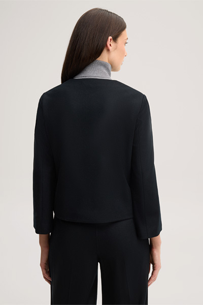 Führt zu Produktdetailseite „Flanell-Wolljersey-Blazer-Jacke in Schwarz"