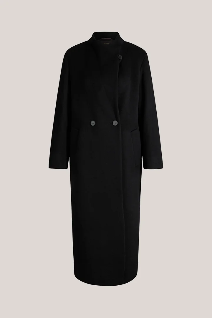 windsor. presents the product Black brushed wool stand-up collar coat from the category Jackets & coats as a cut-out