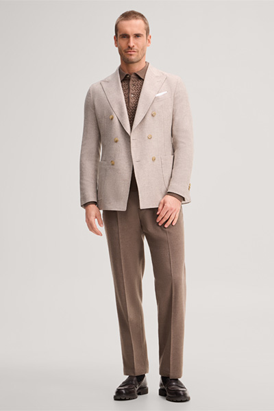 Leads to product detail page "Beige wool-blend double-breasted jacket"