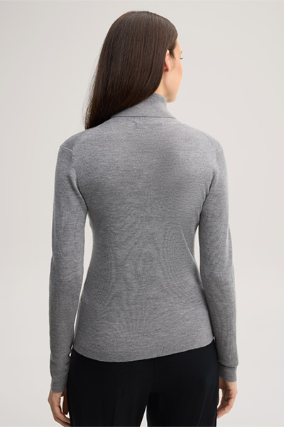 Führt zu Produktdetailseite „Merino-Feinstrick-Rollkragen-Pullover mit Seide in Grau"