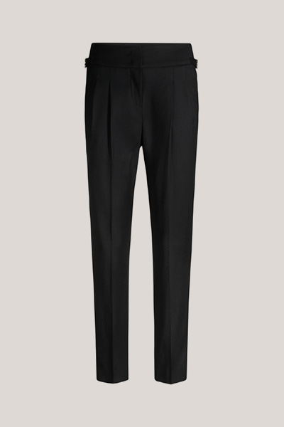 Führt zu Produktdetailseite „Schurwoll-Flanell-Bundfalten-Hose in Schwarz"