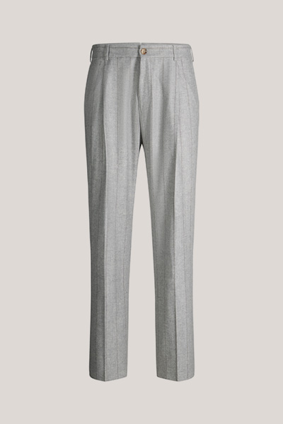 Wollmix-Baukasten-Hose mit Bundfalte in Grau mit Nadelstreifen