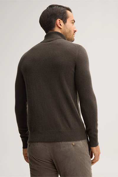 Leads to product detail page "Olive cashmere roll-neck jumper"