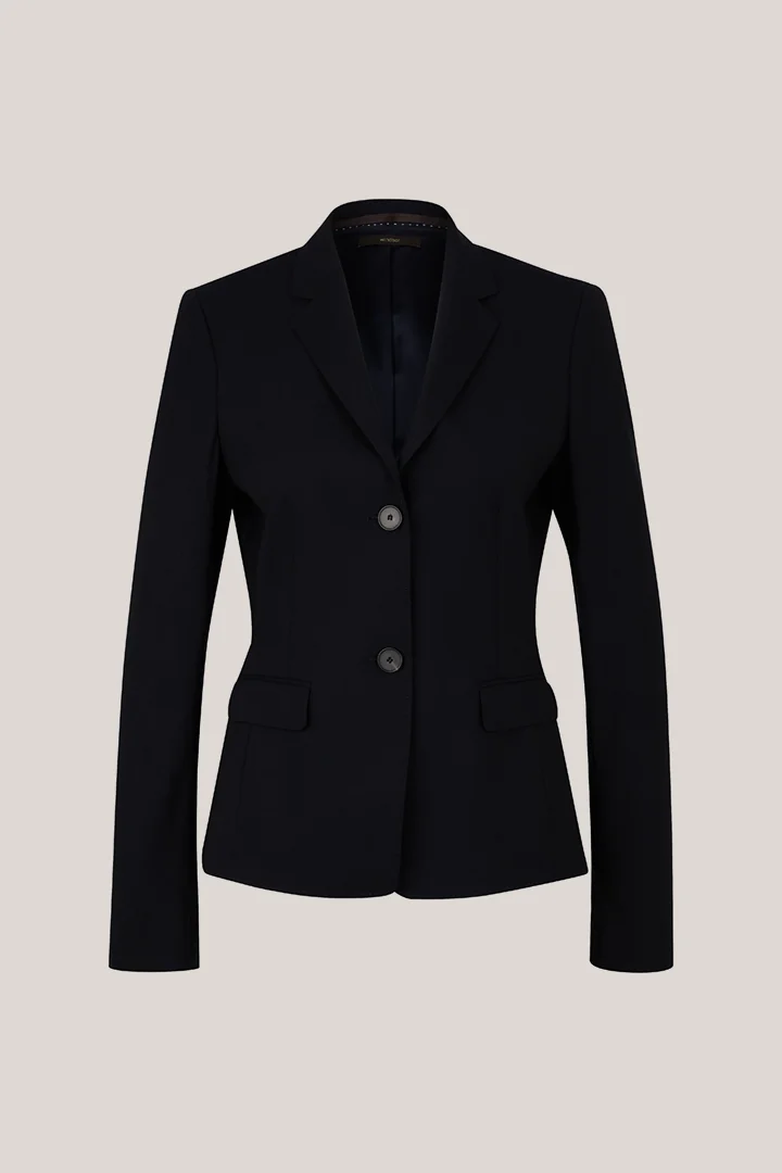 Blazer en laine vierge stretch, en bleu marine