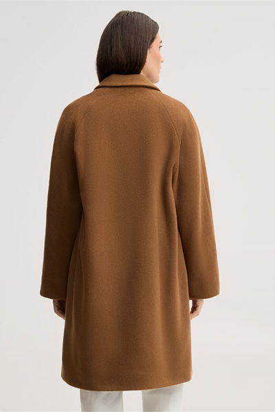 Leads to product detail page "Brushed wool short coat in caramel"