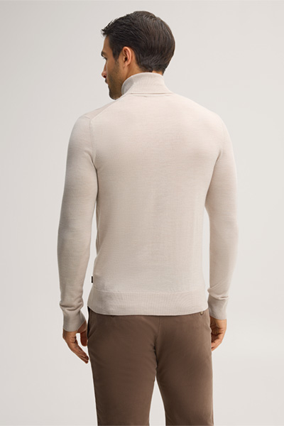 Führt zu Produktdetailseite „Woll-Rollkragen-Pullover Nando mit Seide und Cashmere in Hellbeige"