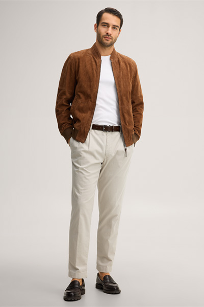 Führt zu Produktdetailseite „Ziegenvelours-Leder-Blouson Borello in Camel"