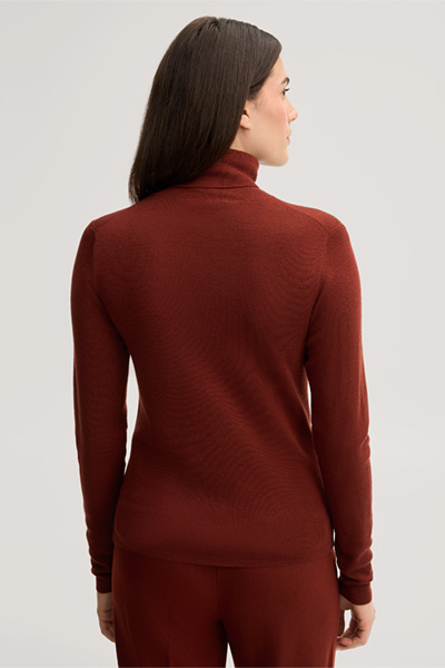 Leads to product detail page "Fine-knit merino and silk turtleneck jumper in dark red"