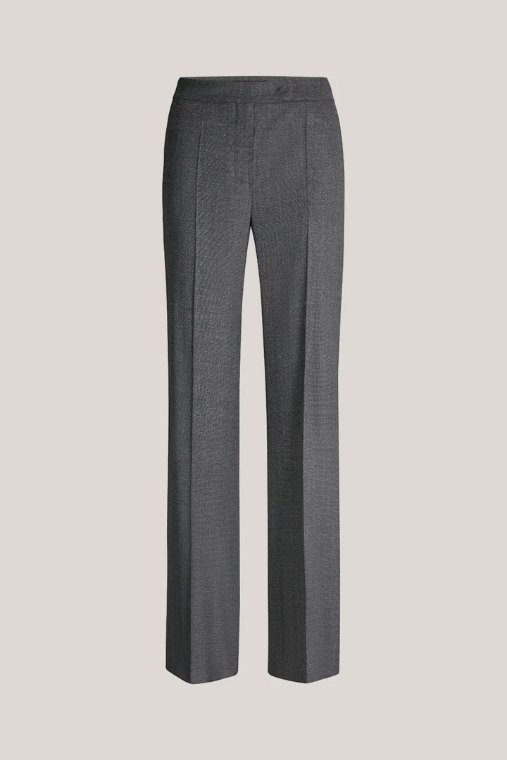 Führt zu Produktdetailseite „Schurwoll-Marlene-Hose mit Mouline Struktur in Dunkelgrau"