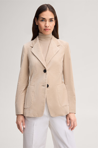 Leads to product detail page "Beige corduroy blazer"