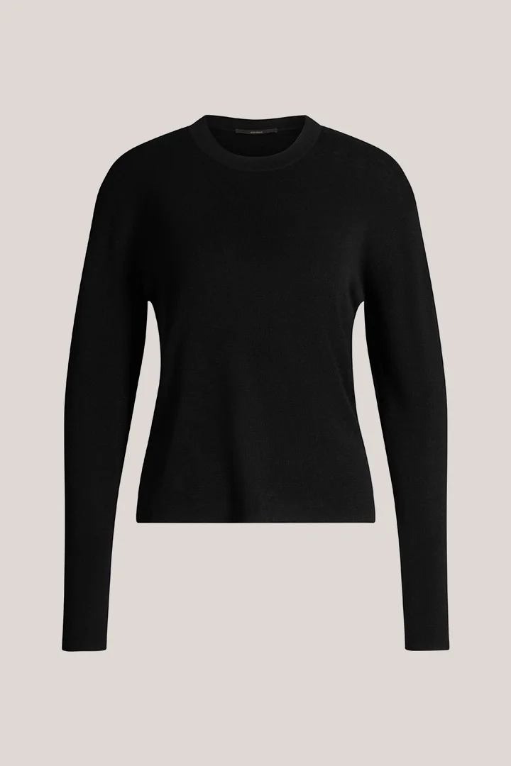windsor. presents the product Black merino fine-knit crew-neck jumper with silk from the category Knitwear as a cut-out