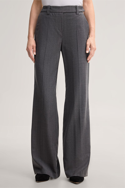 Leads to product detail page "Pinstripe Flannel Marlene Trousers in Grey"