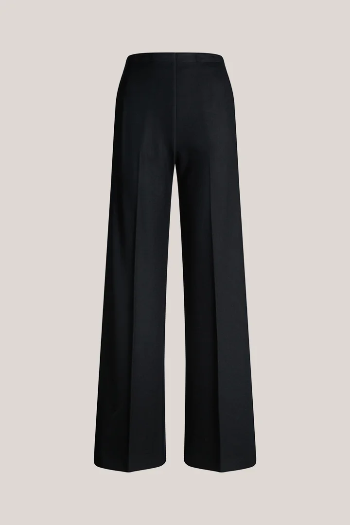 Black flannel and wool jersey Marlene trousers