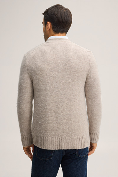 Leads to product detail page "Wool and alpaca cardigan in marl beige"