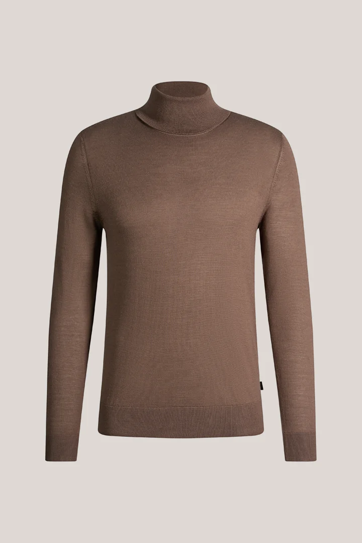 Führt zu Produktdetailseite „Woll-Rollkragen-Pullover mit Cashmere in Braun"