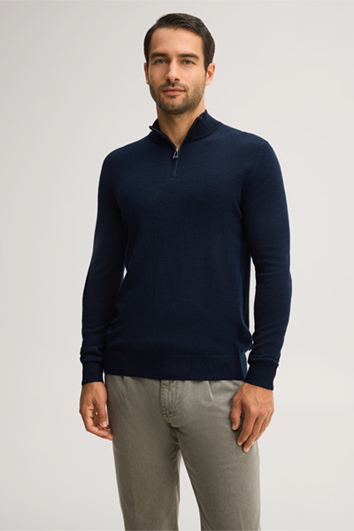 Führt zu Produktdetailseite „Woll-Troyer mit Cashmere und Seide in Navy"