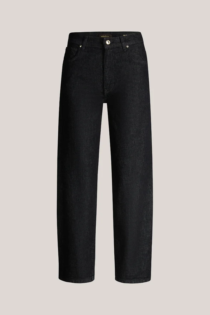 Barrel-Jeans in Black Denim