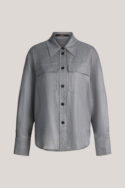 Flanell-Hemdbluse in Hellgrau