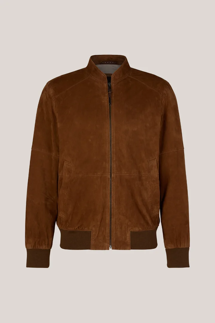 windsor. presents the product Borello Kidskin Suede Leather Blouson in Camel from the category Leather jackets & shirt jackets as a cut-out