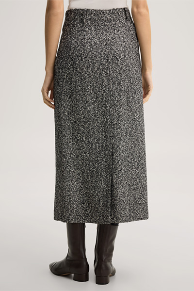 Führt zu Produktdetailseite „Schurwoll-Tweed-Maxi-Bleistift-Rock in Schwarz/Weiß"